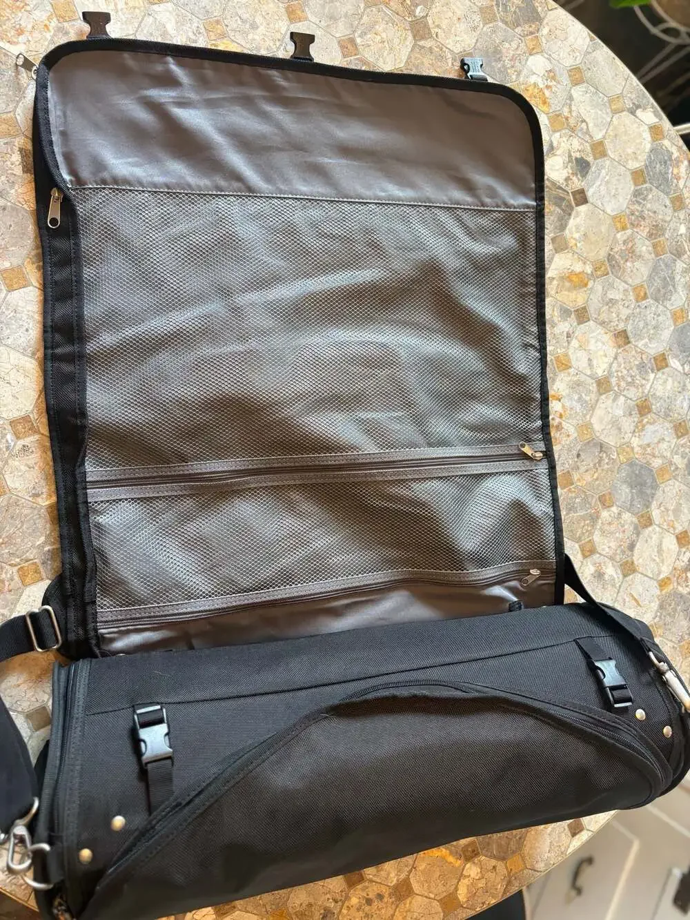 SkyRoll Roll-Up Carry-On Garment Bag - Black Nylon Travel Luggage